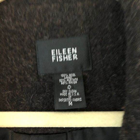 Eileen Fisher Blazer Coat Wool Brown M Boxy - Picture 4 of 7